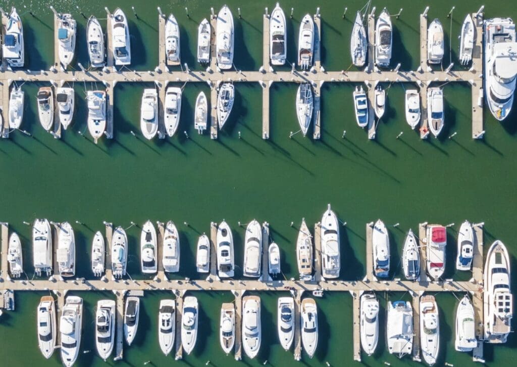 Oasis Marinas from the top with lots of boats parked