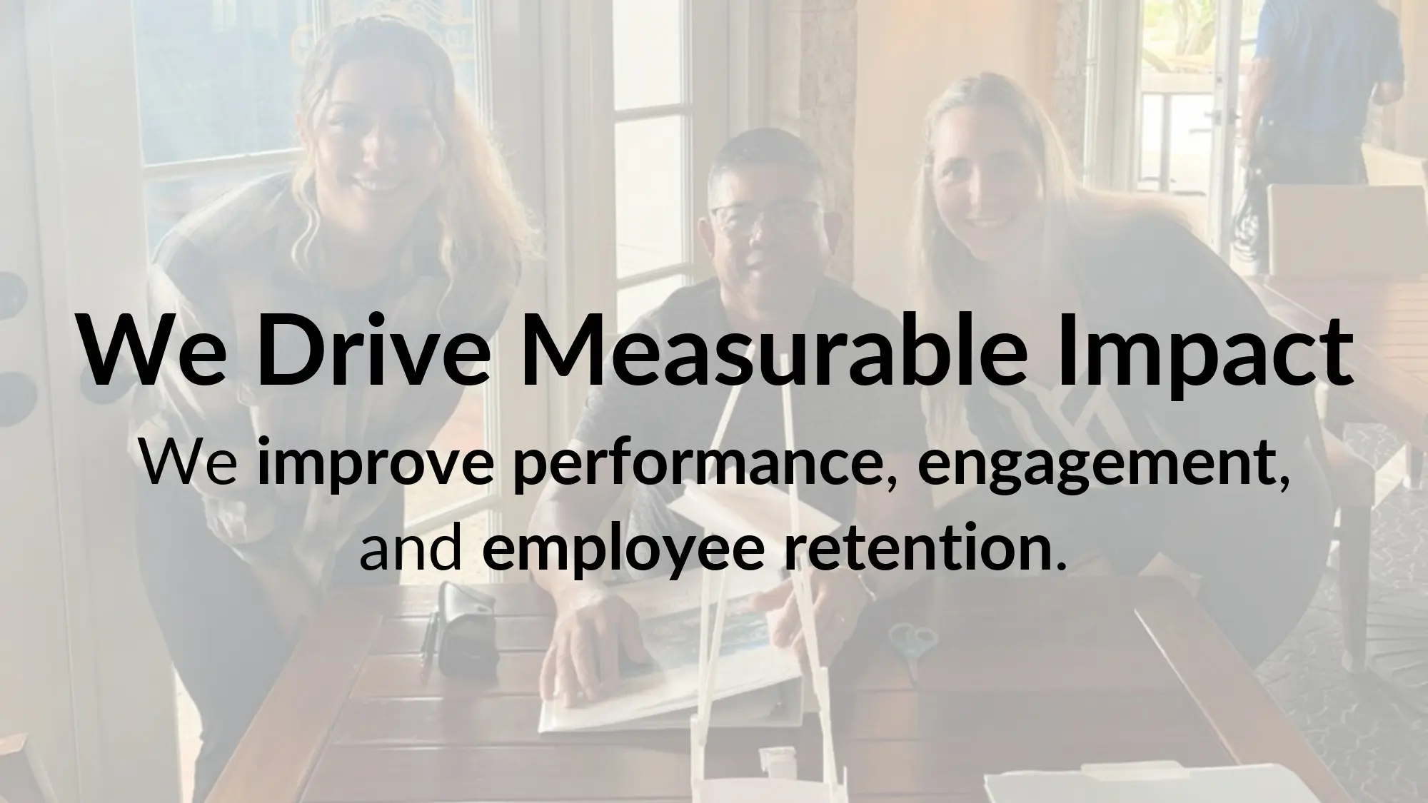 Three people with performance improvement message.