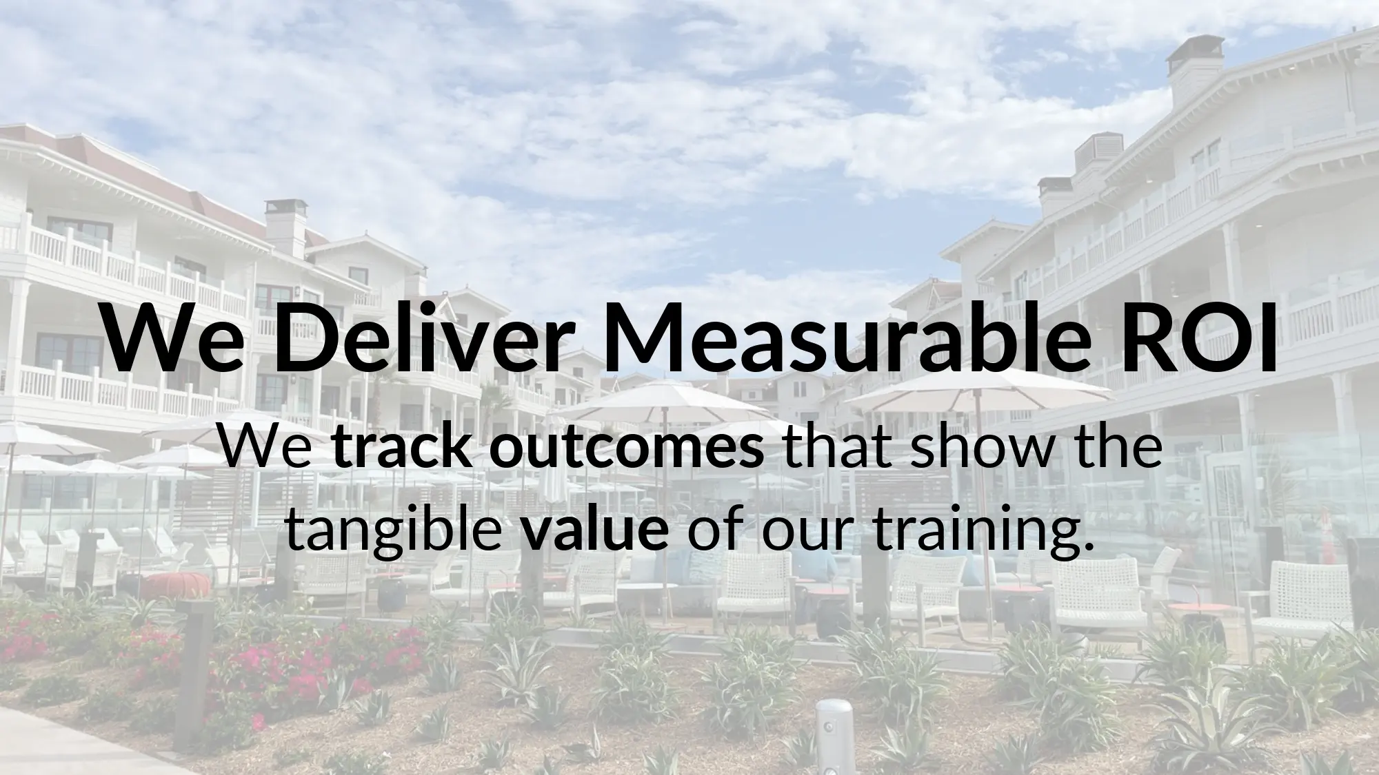 Text promoting measurable ROI and training outcomes.